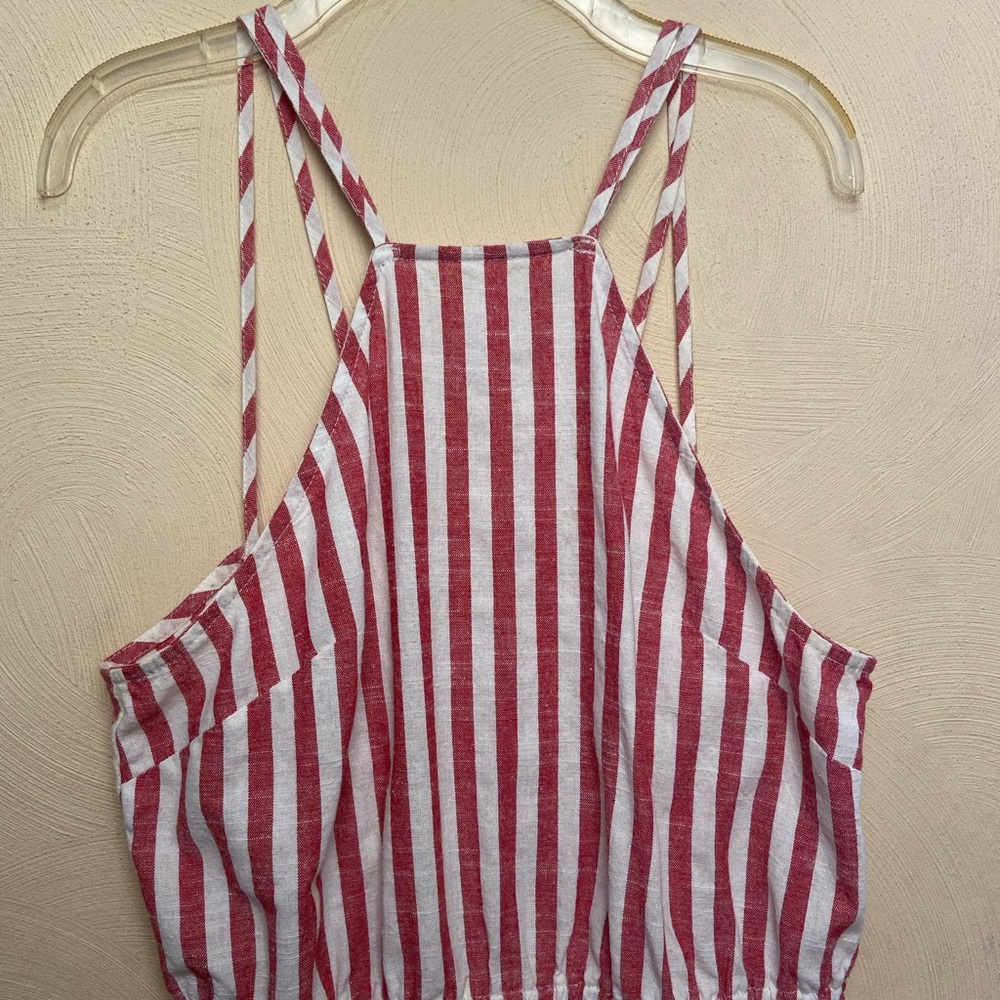 Red & White Striped Romper